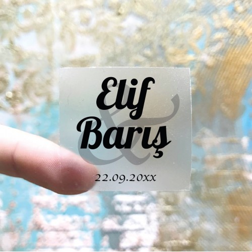 Kare Şeffaf Etiket 528 - Yaren Davetiye