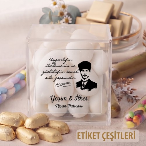 Kare Şeffaf Etiket 510 - Atatürk Tasarım - Yaren Davetiye