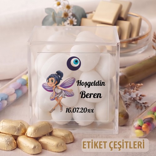Kare Şeffaf Etiket 516 - Peri Kızı Tasarım - Yaren Davetiye