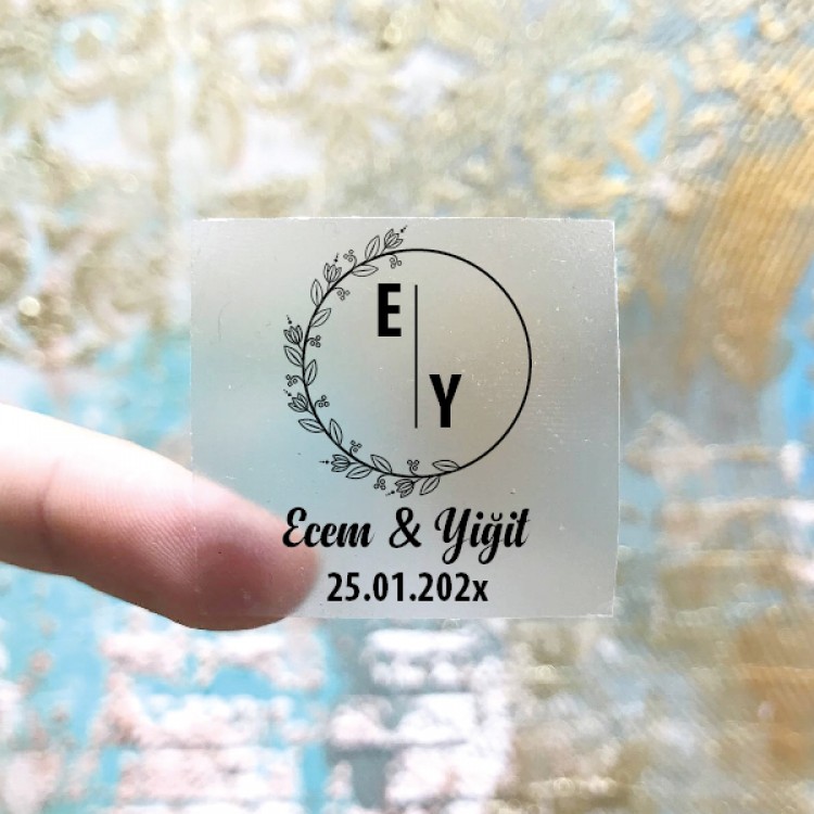 Kare Şeffaf Etiket 550 - Söz, Nişan, Nikah Etiketi