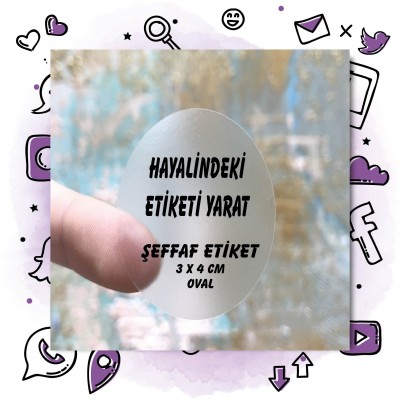 01 - Şeffaf Etiket Tasarla (3x4 cm Oval )