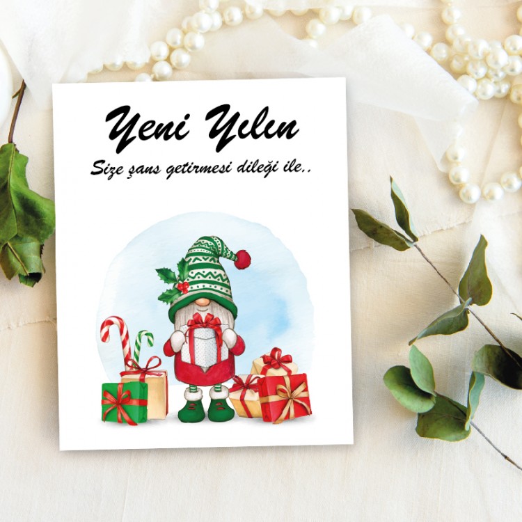 Takı Kartı 004 - Yeni Yıl - Yılbaşı  Temalı Toka, Küpe Kartı
