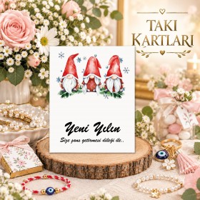 Takı Kartı 012 -  Yeni Yıl - Yılbaşı  Temalı Toka, Küpe Kartı