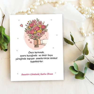 Takı Kartı 045 - Anneler Günü Temalı Toka, Küpe Kartı