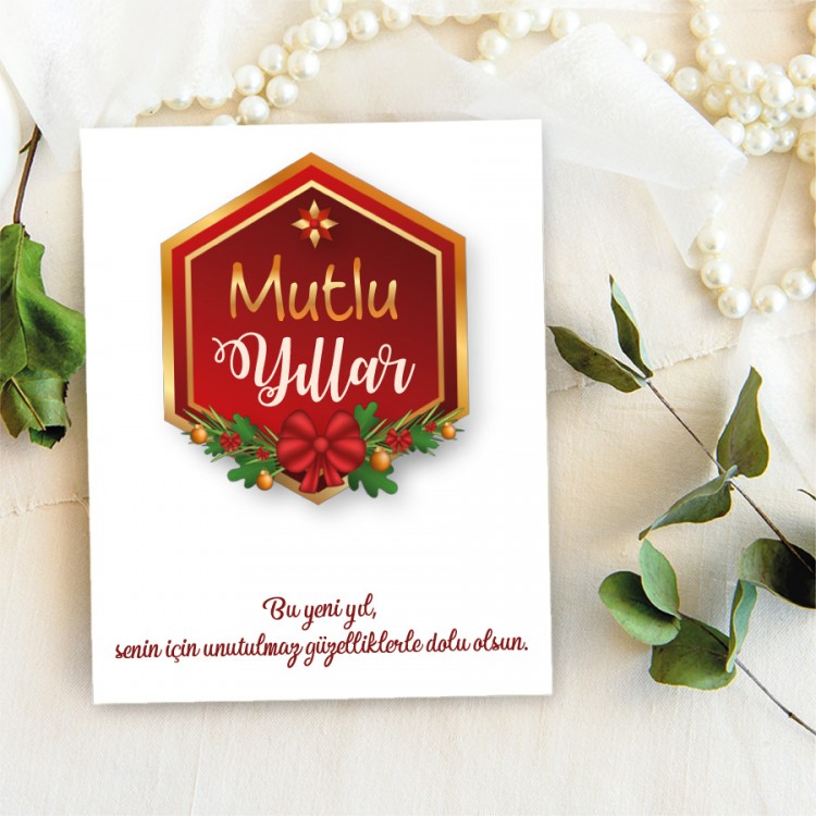 Takı Kartı 103 -  Yeni Yıl - Yılbaşı  Temalı Toka, Küpe Kartı