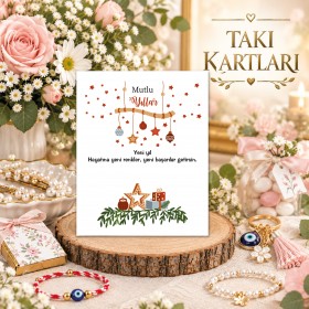 Takı Kartı 105 -  Yeni Yıl - Yılbaşı  Temalı Toka, Küpe Kartı