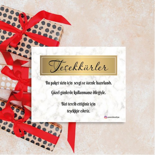 Teşekkür Kartı - Yaren Davetiye